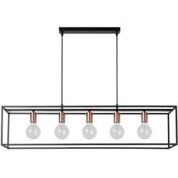 Eettafel hanglamp zwart met 5 lichtpunten