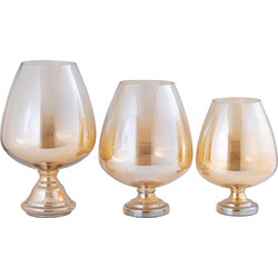 PTMD Windlicht Alwine - 27x27x36 cm - Glas - Goud