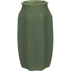 Bellatio Design Bloemenvaas - mat groen - glas - D12 x H22 cm - Vazen