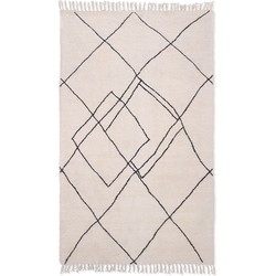 HKLiving handwoven zigzag rug black/white (150x240) Wit