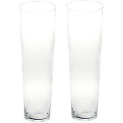 Conische bloemenvaas glas - 2x - H60 cm - Glazen bloemenvaas taps lopend - Vazen