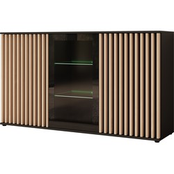 Meubella Dressoir Corluka - Zwart - Eiken - 160 cm