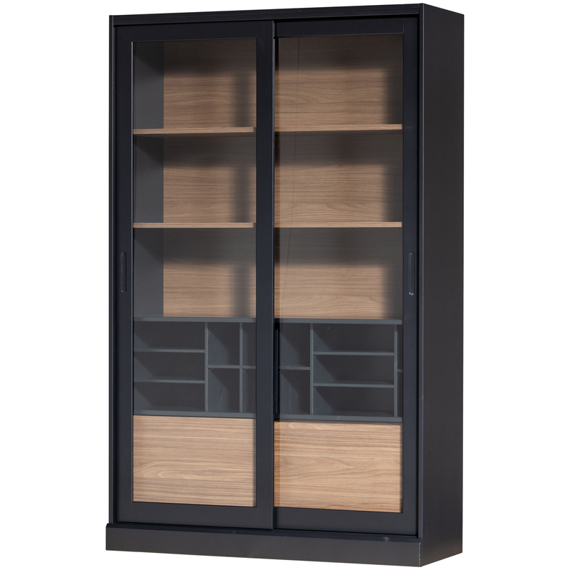 WOOOD James Vitrinekast - Grenen - Zwart - 200x125x47 - 
