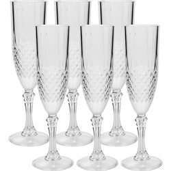 6x stuks Champagne glazen 200 ml van kunststof - Champagneglazen