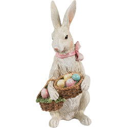 Clayre & Eef Decoratie Beeld Konijn 15 cm Beige Kunststof