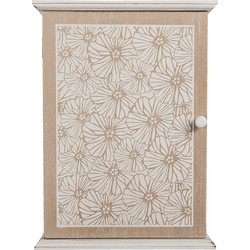 Clayre & Eef Sleutelkastje  20x7x27 cm Bruin Beige Hout Rechthoek Bloemen Sleutelhouder