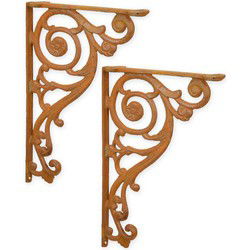 A PAIR OF CAST IRON WALL BRACKETS - RUSTY