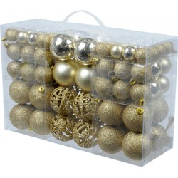1x set van 100x voordelige gouden kerstballen 3, 4 en 6 cm - Kerstbal