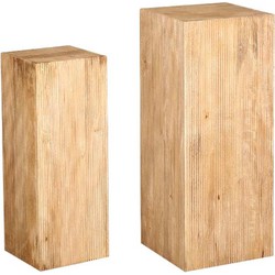 PTMD Zuil Reik - 35x35x90 cm - Hout - Naturel- Set van 2