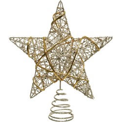 Kunststof ster piek/kerstboom topper champagne goud 22 cm - kerstboompieken