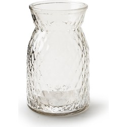 Bloemenvaas - helder bewerkt/transparant glas - H25 x D13.5 cm - Vazen