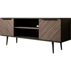 Meubella TV-Meubel Pedro - Donker eiken - Zwart eiken - 150 cm