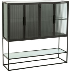 J-line - Kast Op Frame 4 Deuren Metaal/glas Zwart - 120x35x120cm