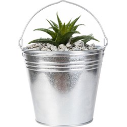 Esschert Design Emmer/plantenpot - zink - zilver - D34 x H29 cm - IJzeren emmer / teil