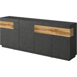 Meubella Dressoir Sublime - Grijs - Eiken - 219 cm