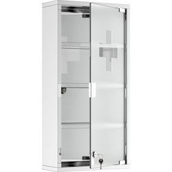 4goodz Medicijnkastje EHBO-kastje met slot RVS 12x30x60 cm