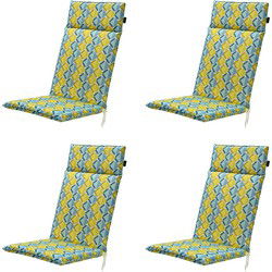 Madison -  Tuinstoelkussen Hoge Rug Siem yellow - Ca. 120x50 cm - Set van 4