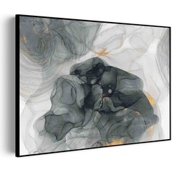 Muurwerken Akoestisch Schilderij - Abstract Marmer Look Grijs met Goud 02 - Geluidsdempend Wandpaneel - Wanddecoratie - Geluidsisolatie - PRO (AW 0.90) XXL (150x107)