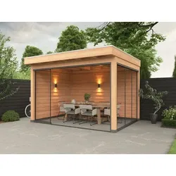Douglas overkapping 400 x 300, met achterwand en zijwand, Westwood Comfort Green