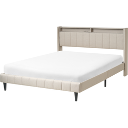 BEAULIEU - Tweepersoonsbed met opbergruimte - Beige - 160 x 200 cm - Stof
