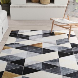 Vercai Rugs Fenix Collectie - Laagpolig Vloerkleed - Modern Tapijt met Vintage Ontwerp - Chenille - Zwart - 120x180 cm