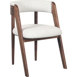 LABEL51 Eetkamerstoel Sasha - Wit - Boucle - Walnut Oak Frame
