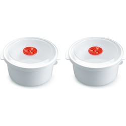 PlasticForte Magnetron bakje - 2x - 2L - voedsel opwarmen - 22x20 cm - Magnetronbakken