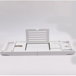 Decopatent® Luxe Badplank - Badrekje - Uitschuifbaar 75 tot 110 cm - Boekenhouder - Tablethouder - Bamboe Hout badplankje - Badrek