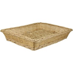 Rechthoekige rieten mand/schaal 41 x 32 x 8 cm - Serveerschalen