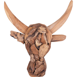 Beliani BULL HEAD - Wandfiguur-Lichte houtkleur-Teakhout