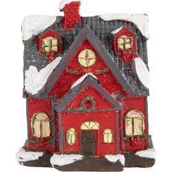 Clayre & Eef Decoratie Huis met LED Rood Kunststof