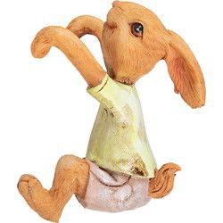 Clayre & Eef Beeld Konijn 5x5x9 cm Bruin Geel Polyresin