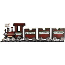Clayre & Eef Kerstdecoratie Beeld Trein Rood Metaal
