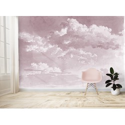 Vliesbehang - Wolken Schets roze - 300x250cm - House of Fetch