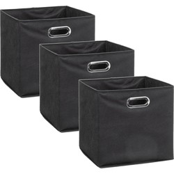 Set van 3x stuks opbergmand/kastmand 29 liter donkergrijs linnen 31 x 31 x 31 cm - Opbergmanden