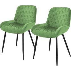 Eetkamerstoelen met rugleuning & armleuning set van 2 salie fluwelen bekleding met metalen poten ML design