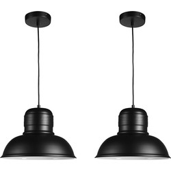 Set van 2 hanglampen Lifa Living - Zwart met wit