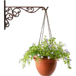 Esschert Design Muurhaak met sierkrullen - bruin - 35 x 25 cm - Plantenbakhaken