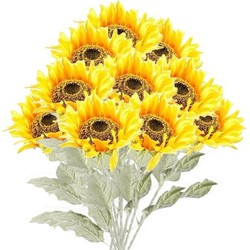 10x Kunstbloemen steelbloem gele zonnenbloem 82 cm. - Kunstbloemen