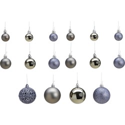 G. Wurm Kerstballen - 50ST - grijs - 3 - 4 - 6 cm - kunststof - Kerstbal