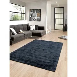 Lumbini Effen Viscose Zwart vloerkleed - Handgeweven - 160 X 230 CM