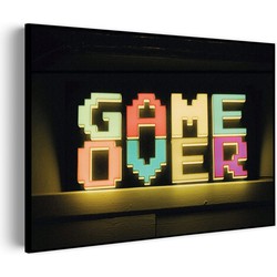 Muurwerken Akoestisch Schilderij - Game Over - Geluidsdempend Wandpaneel - Wanddecoratie - Geluidsisolatie - BASIC (AW 0.65) S (70x50)