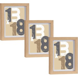 3x stuks houten fotolijst bruin geschikt voor een foto van 13 x 18 cm of 15 x 20 cm - Fotolijsten