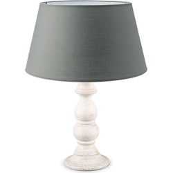 Home sweet home tafellamp Banjo vintage wit & lampenkap Largo - grijs