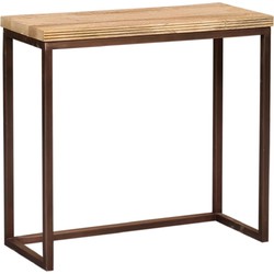 PTMD Bijzettafel Zoah - 70x29x65 cm - Hout - Koper- Set van 3