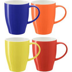 Bellatio Design Koffie mokken/bekers Paris - 4x - porselein - multi kleuren - 350 ml - Bekers