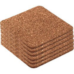 Glazen onderzetters - 12x - kurk - glasonderzetters - 9,5cm - vierkant - Glazenonderzetters