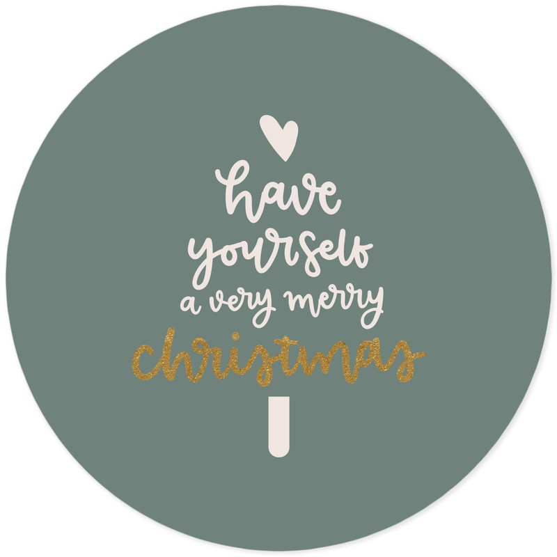 Muursticker Have yourself a very merry christmas groen (Ø 75 centimeter) - 