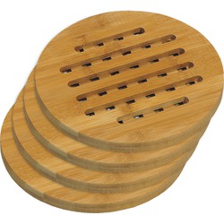 4x Houten onderzetters 19 cm rond - Panonderzetters