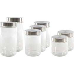 Set van 7x keuken voedsel opslag voorraadpotten glas in 3 formaten - Voorraadpot